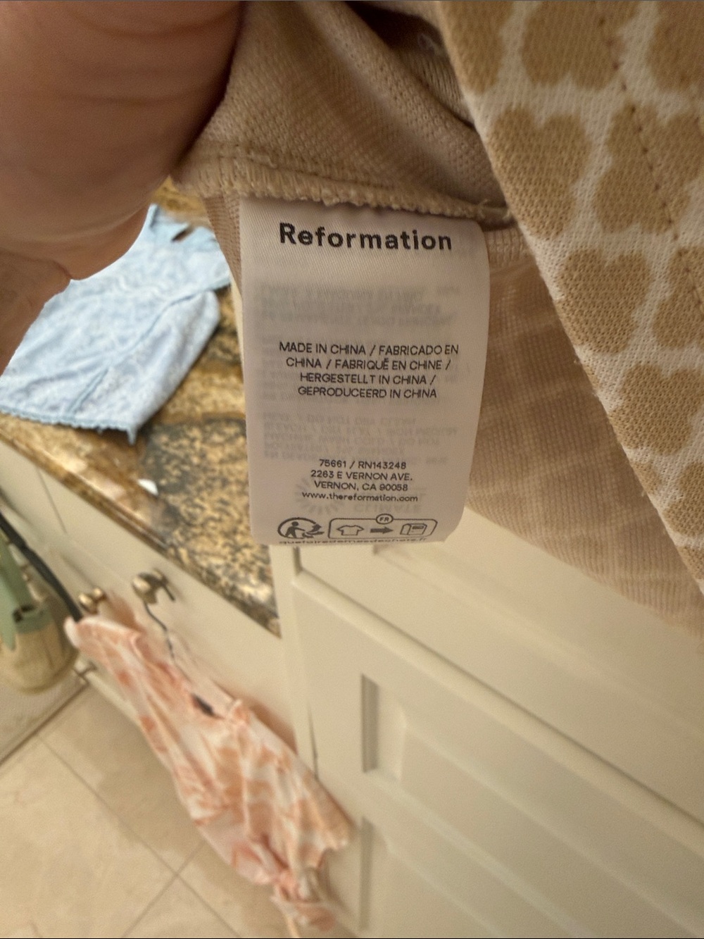 Reformation Beige Patterned Square-Neck Women's Tank Top - Picture 3 of 5